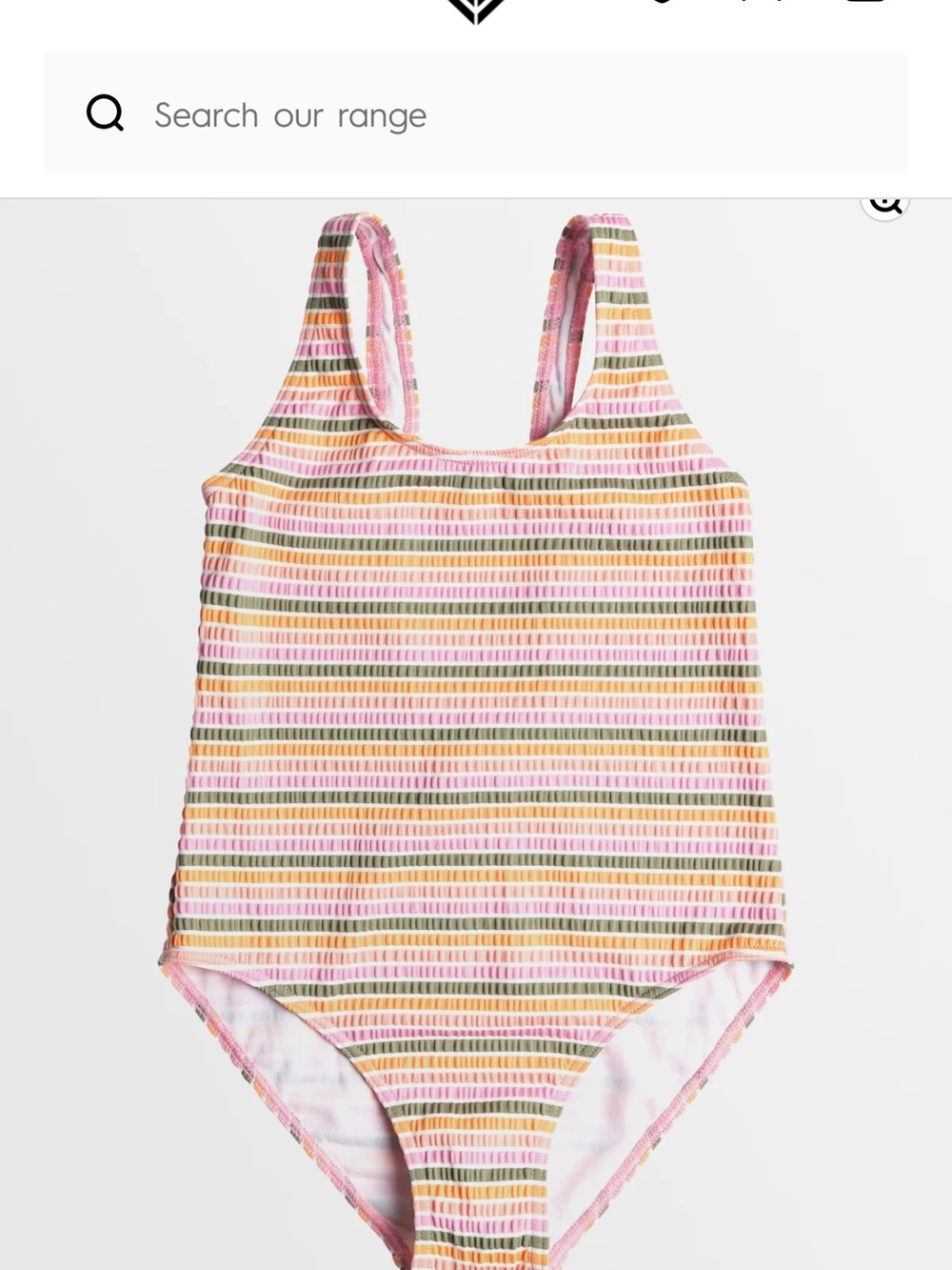 Roxy Kids Pink Orange Green Striped One-Piece Swimsuit